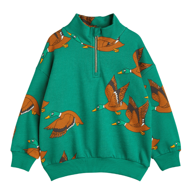 Mini Rodini sweater rits ducks green